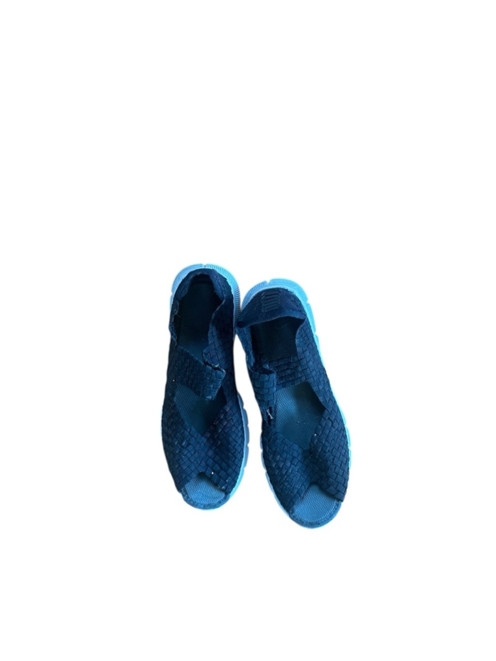 Woven Slip-On Sandals in Navy and Bright Blue